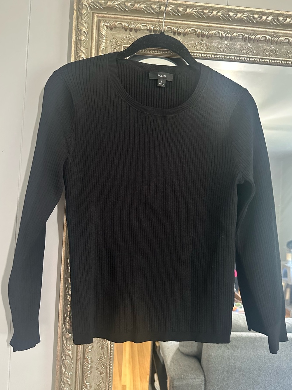 J. Crew Black Ribbed Knit Crewneck